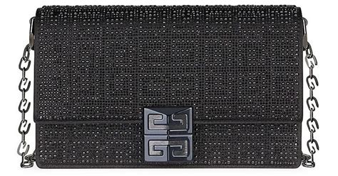 givenchy black sling bag with metal studs and metal sling|Small 4G bag in satin with 4G studs, strass and chain .